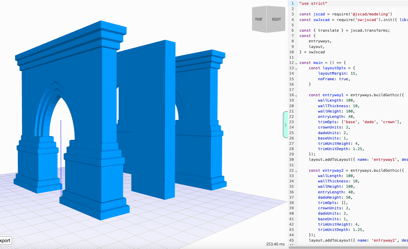 sw-jscad demo - entryways