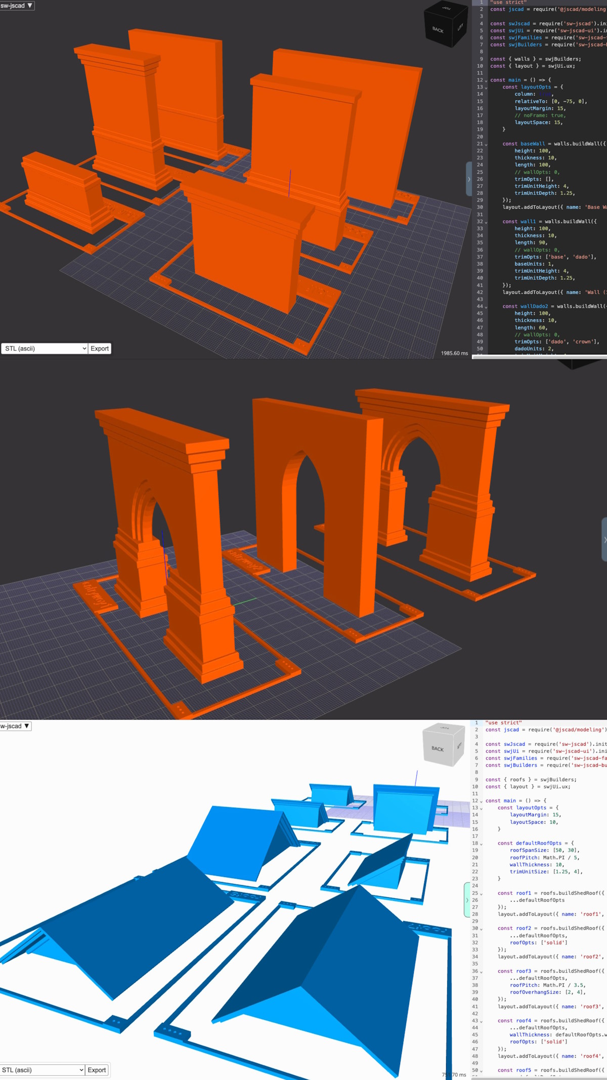 sw-jscad demo - walls-roof